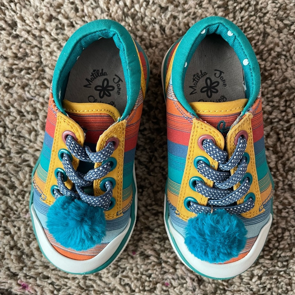 Matilda Jane Kids' Striped Pom-Pom Sneakers